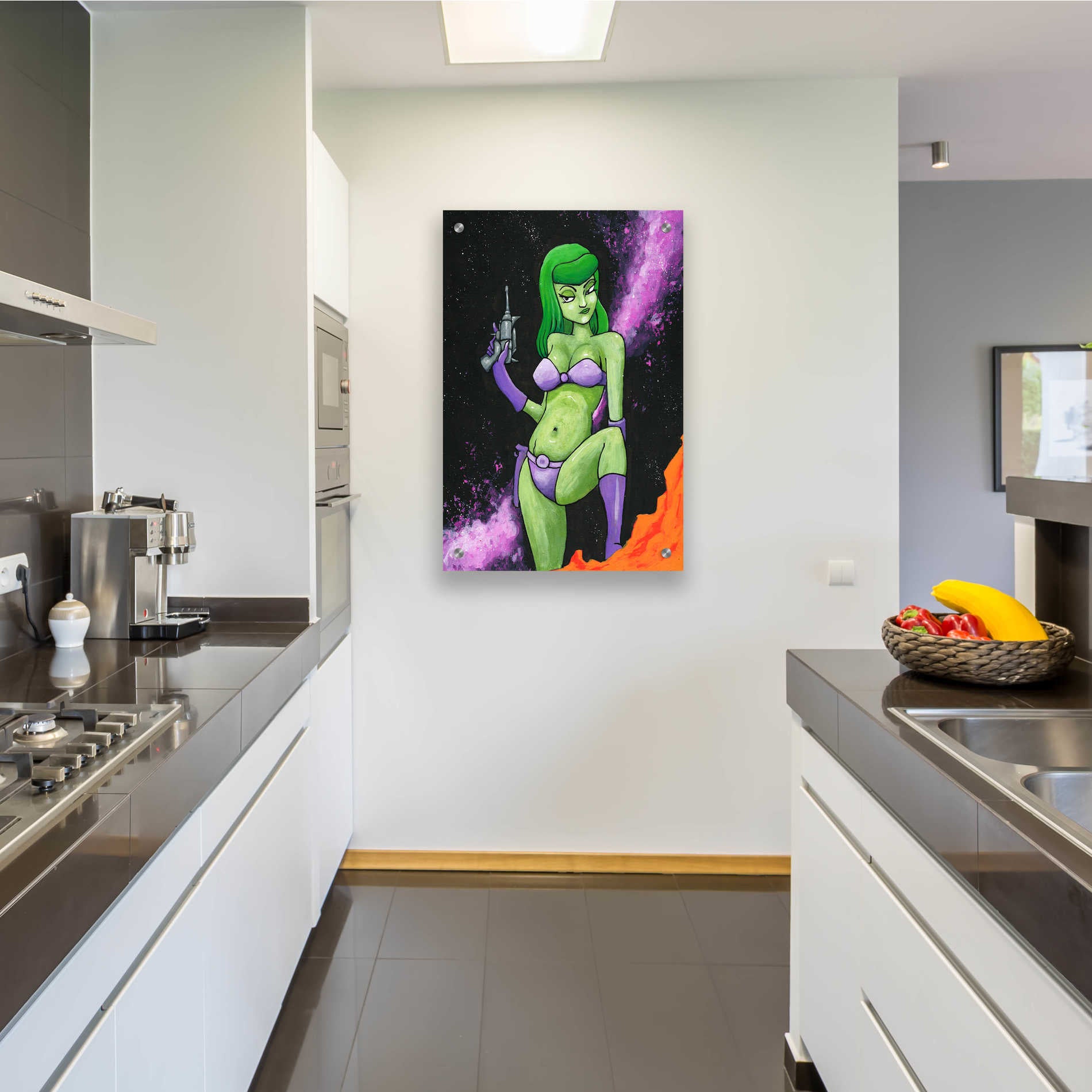 Epic Art 'Green Space Girl' by Craig Snodgrass, Acrylic Glass Wall Art,24x36