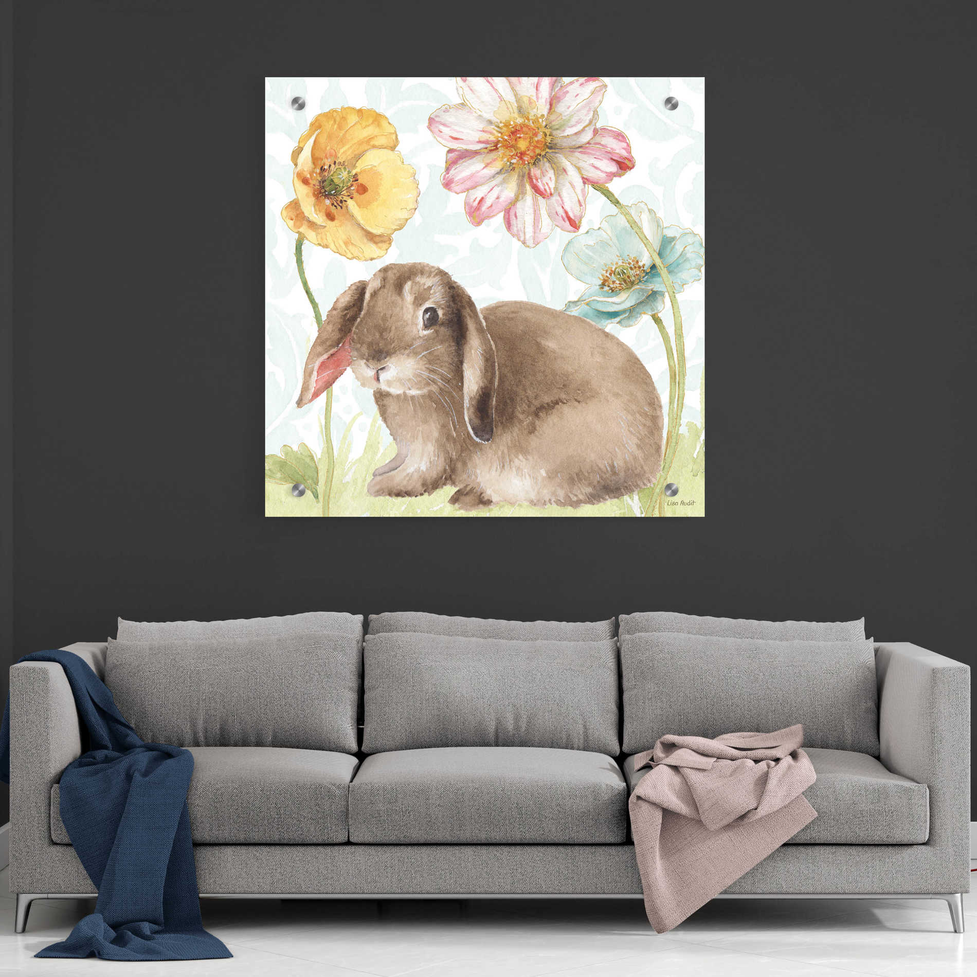 Epic Art 'Spring Softies Bunnies III' by Lisa Audit, Acrylic Glass Wall Art,36x36