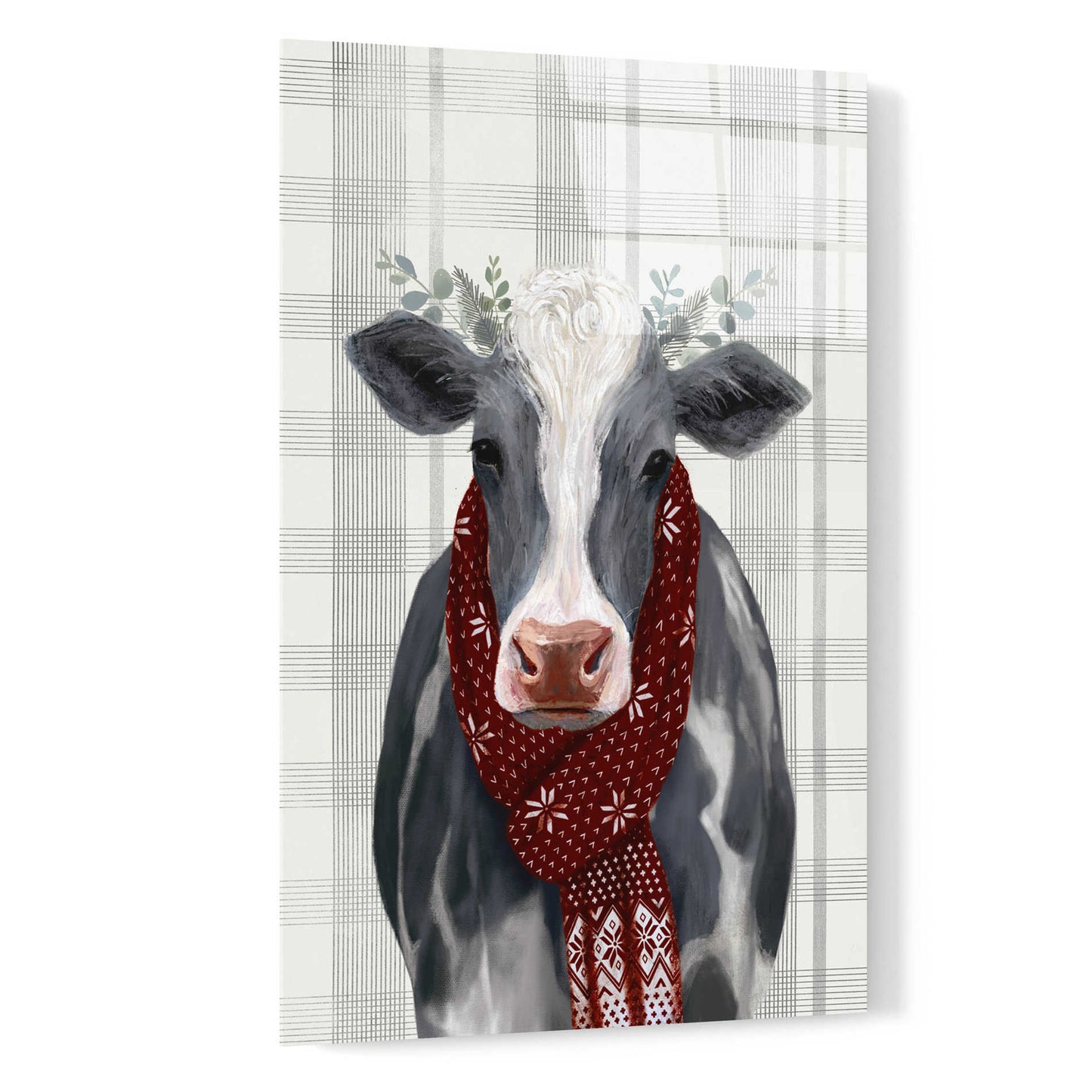 Epic Art 'Yuletide Cow II' by Victoria Borges, Acrylic Wall Art,16x24