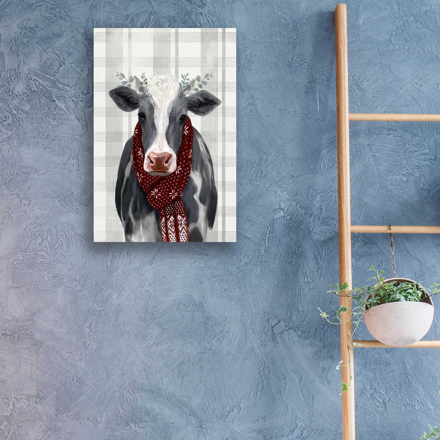 Epic Art 'Yuletide Cow II' by Victoria Borges, Acrylic Wall Art,16x24