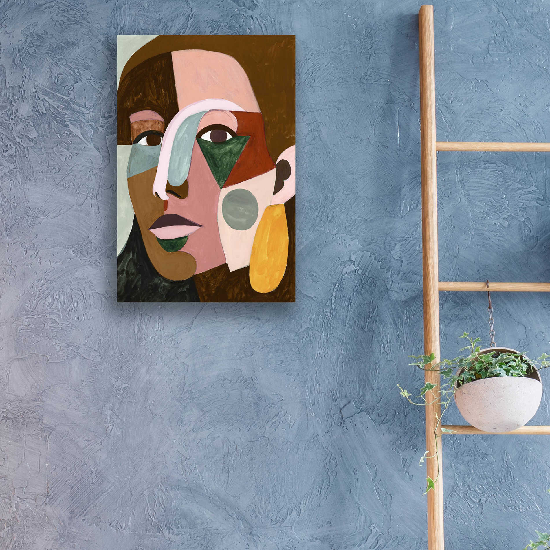 Epic Art 'Geo Face I' by Victoria Borges, Acrylic Wall Art,16x24