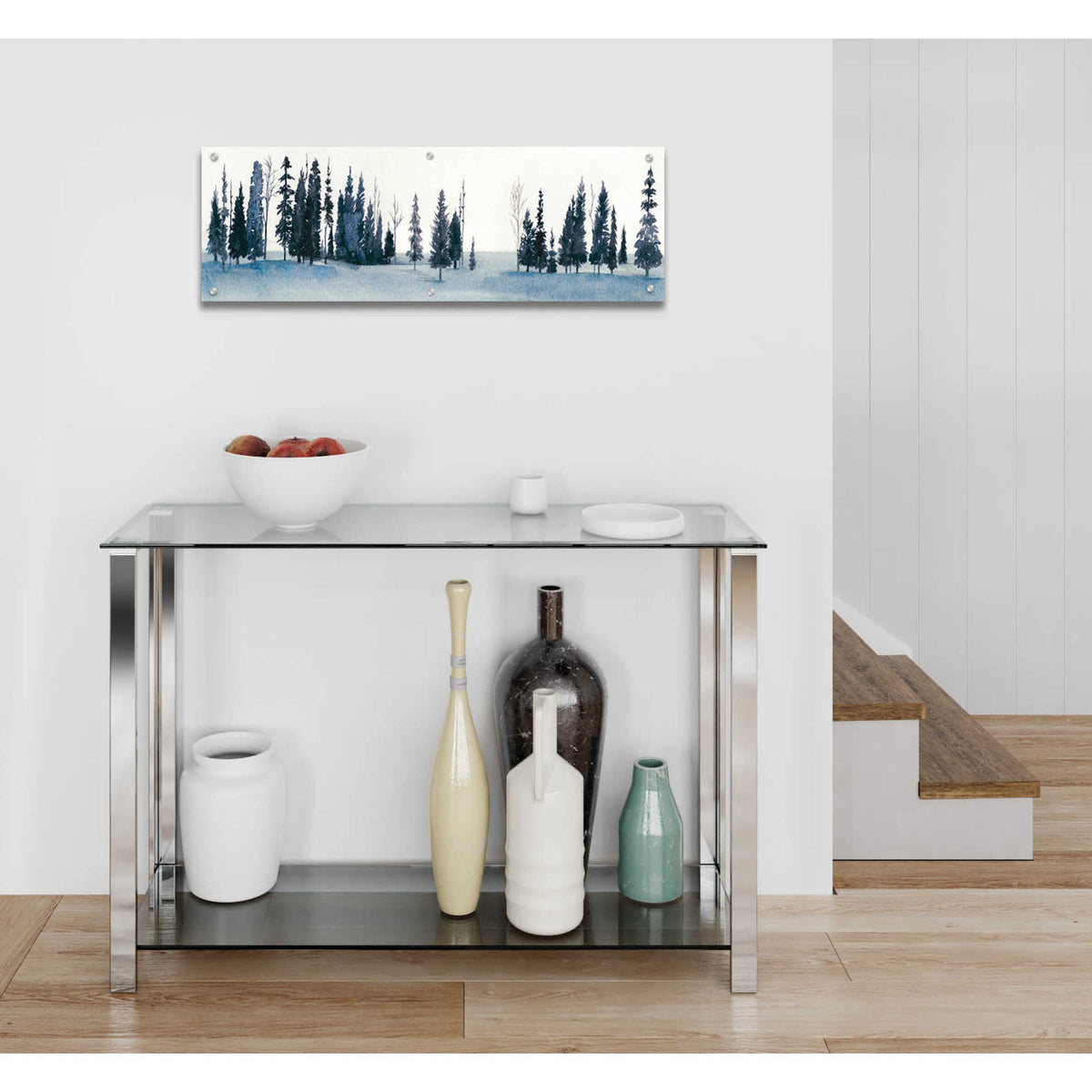 Epic Art 'Sapphire Grove I' by Grace Popp, Acrylic Wall Glass,36x12