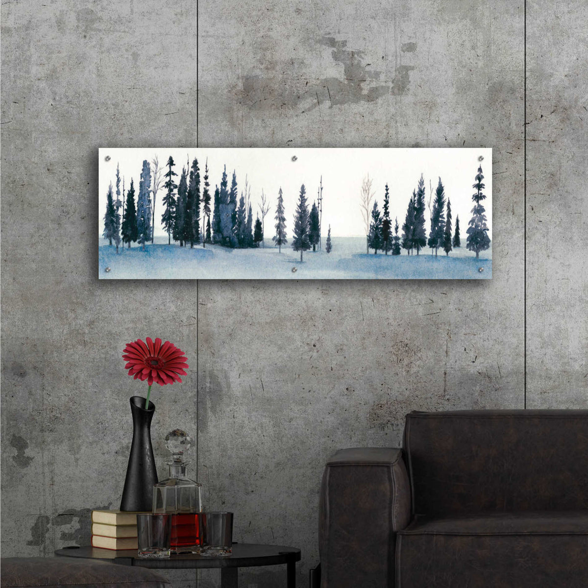 Epic Art 'Sapphire Grove I' by Grace Popp, Acrylic Wall Glass,48x16