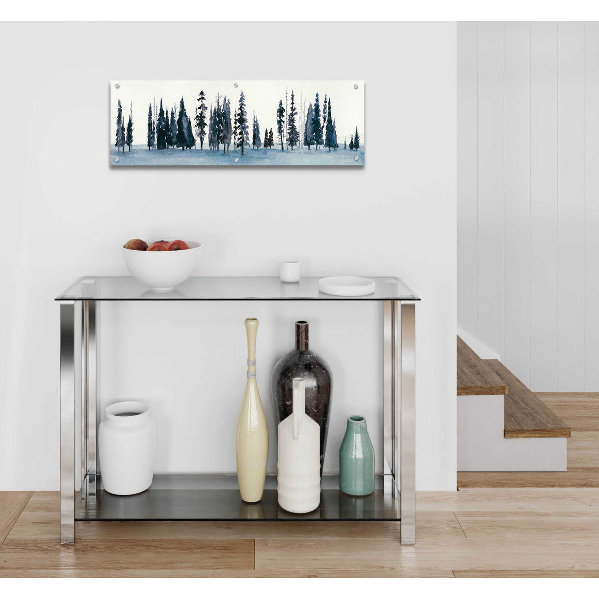 Epic Art 'Sapphire Grove II' by Grace Popp, Acrylic Wall Glass,36x12