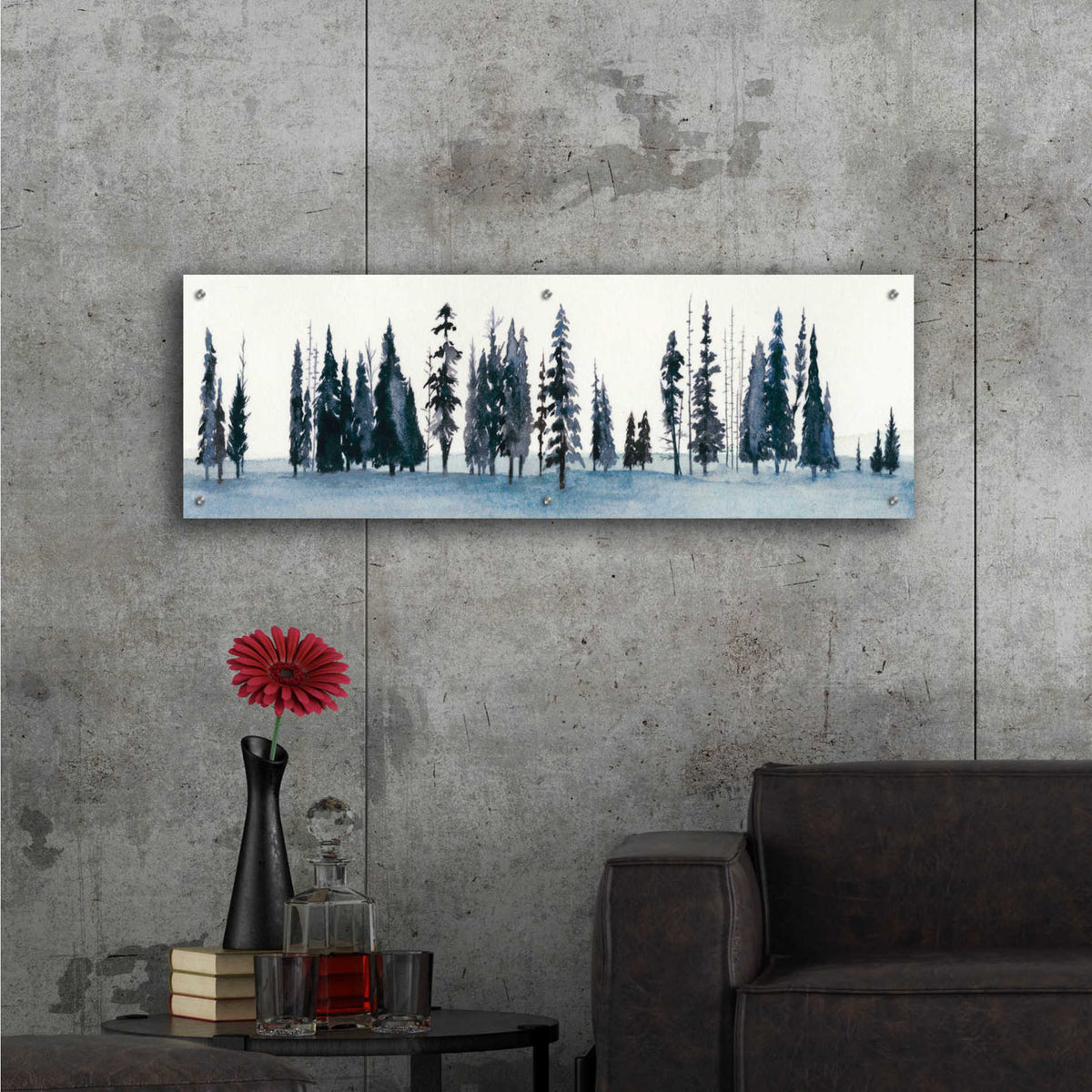 Epic Art 'Sapphire Grove II' by Grace Popp, Acrylic Wall Glass,48x16