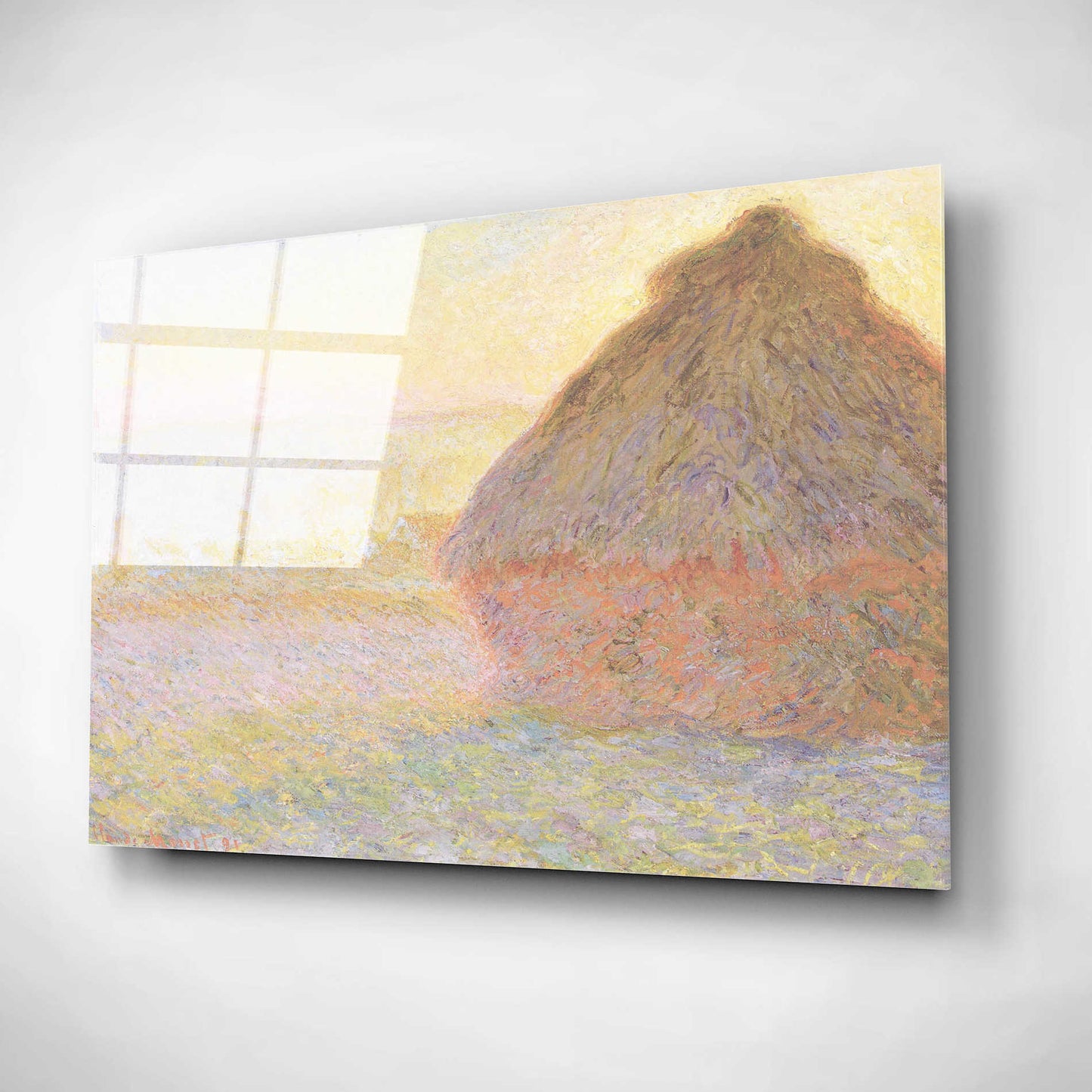 Epic Art 'Grainstack Sunset' by Claude Monet, Acrylic Glass Wall Art,16x12