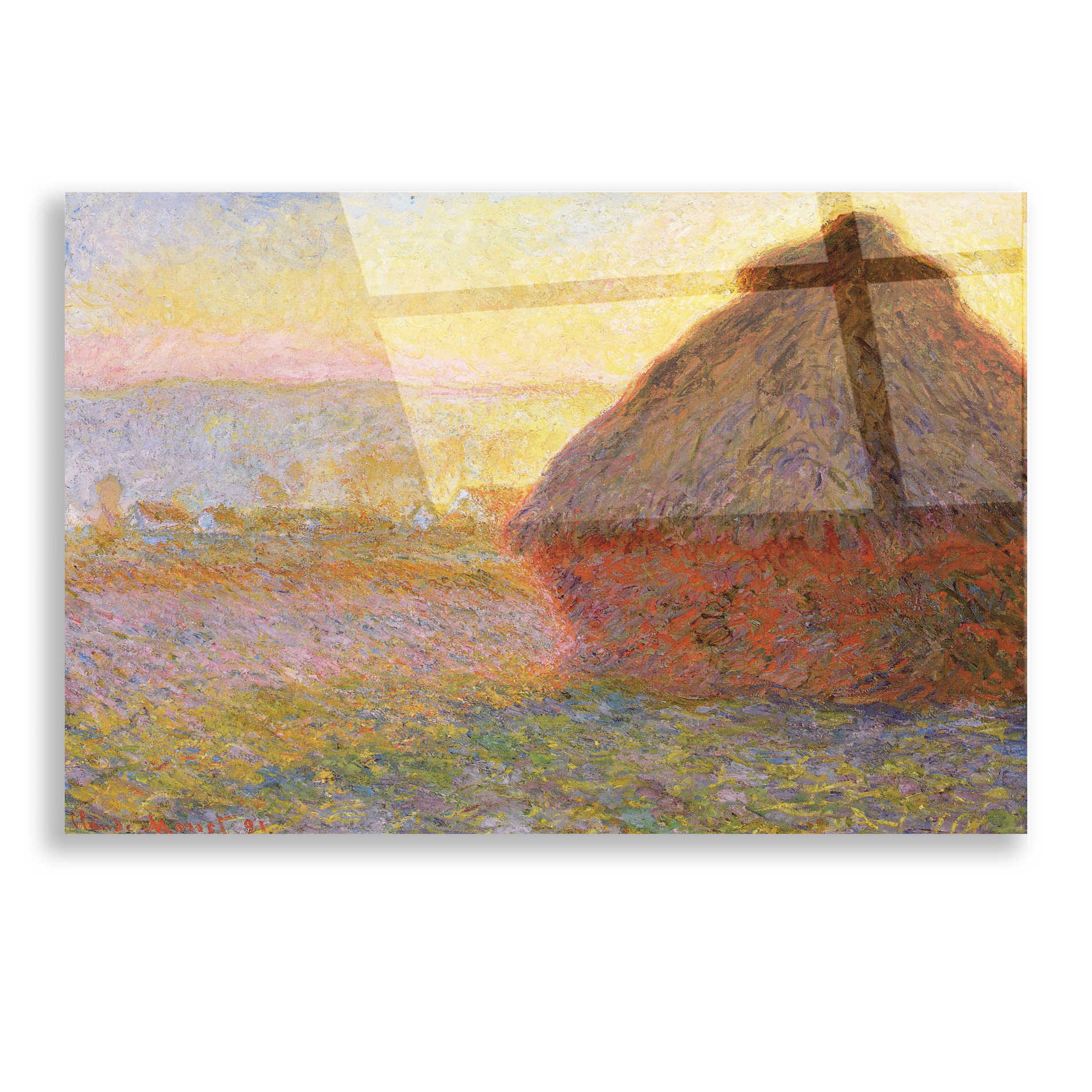 Epic Art 'Grainstack Sunset' by Claude Monet, Acrylic Glass Wall Art,16x12