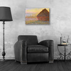 Epic Art 'Grainstack Sunset' by Claude Monet, Acrylic Glass Wall Art,24x16