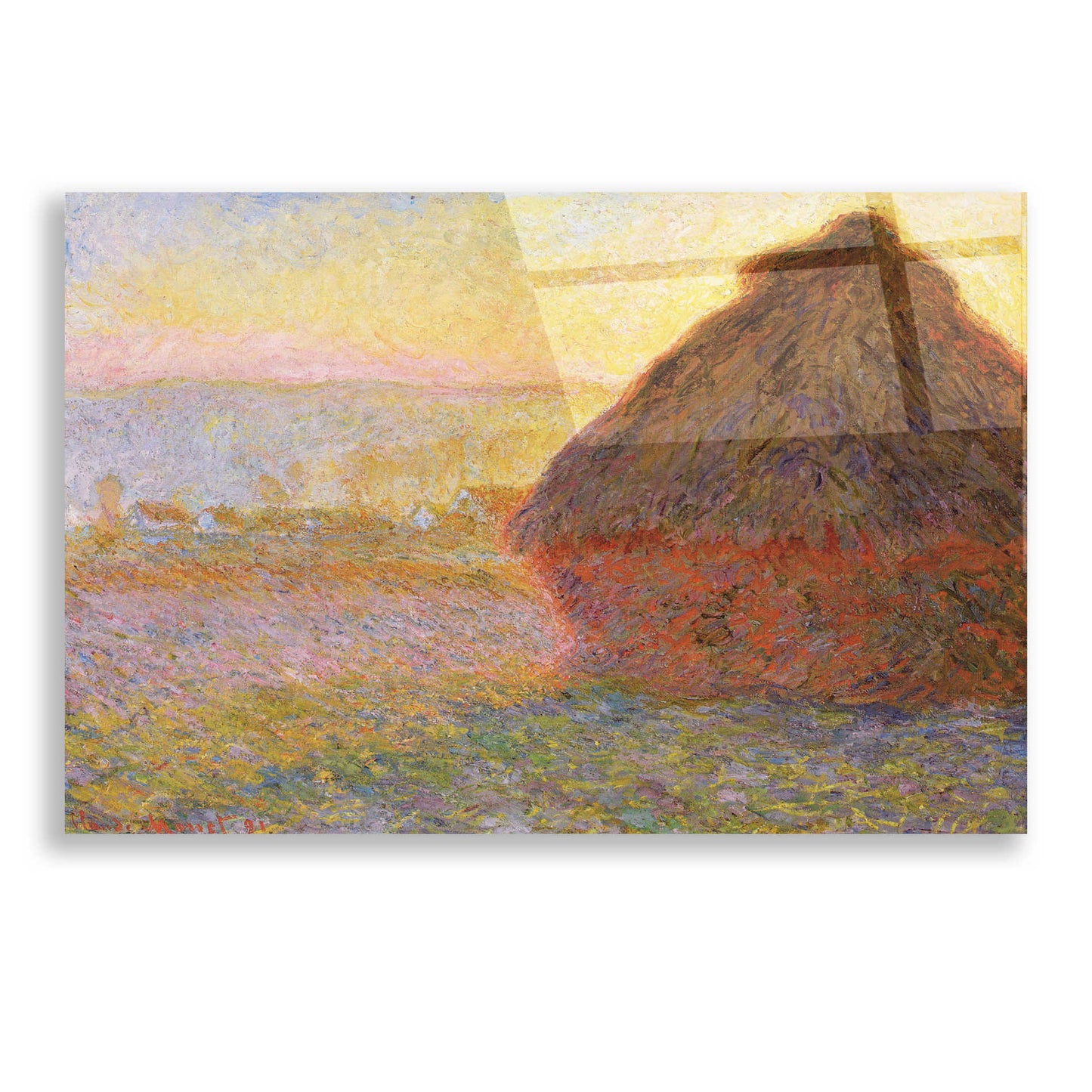 Epic Art 'Grainstack Sunset' by Claude Monet, Acrylic Glass Wall Art,24x16