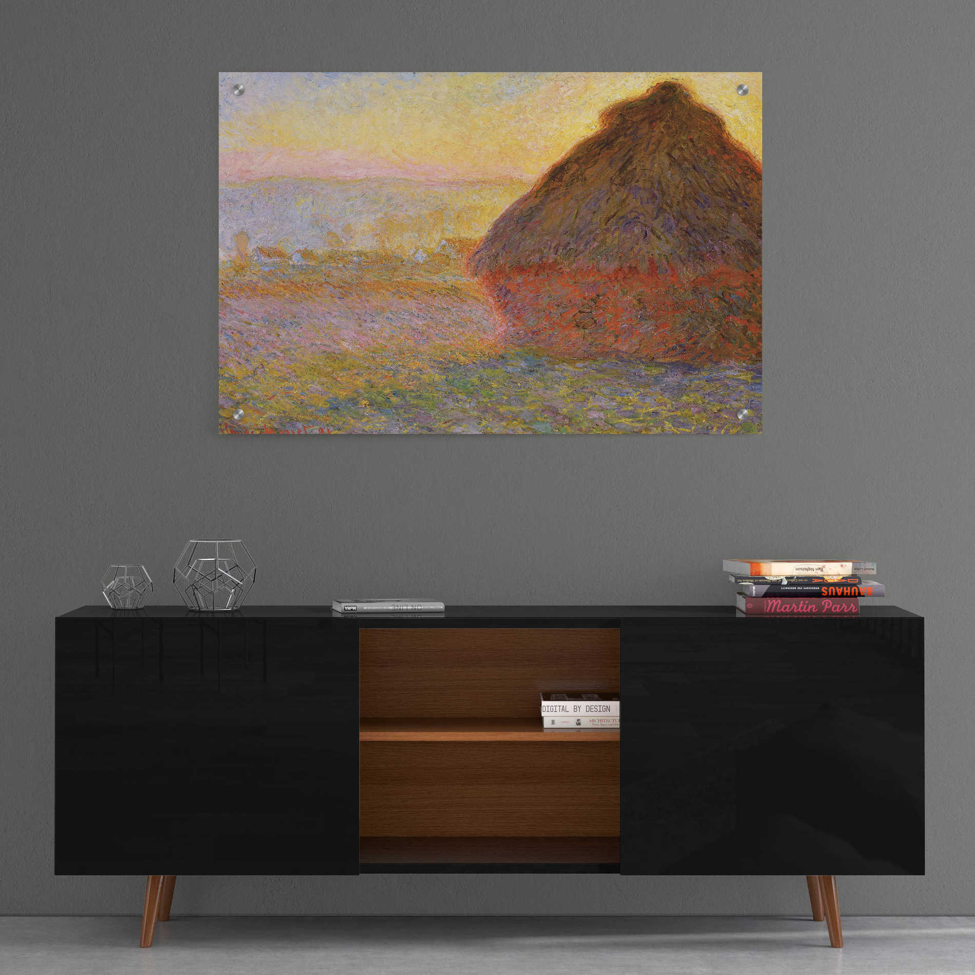 Epic Art 'Grainstack Sunset' by Claude Monet, Acrylic Glass Wall Art,36x24