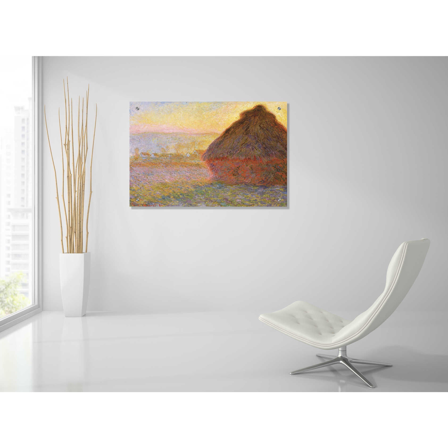 Epic Art 'Grainstack Sunset' by Claude Monet, Acrylic Glass Wall Art,36x24