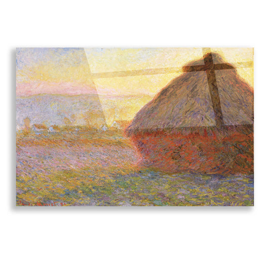Epic Art 'Grainstack Sunset' by Claude Monet, Acrylic Glass Wall Art