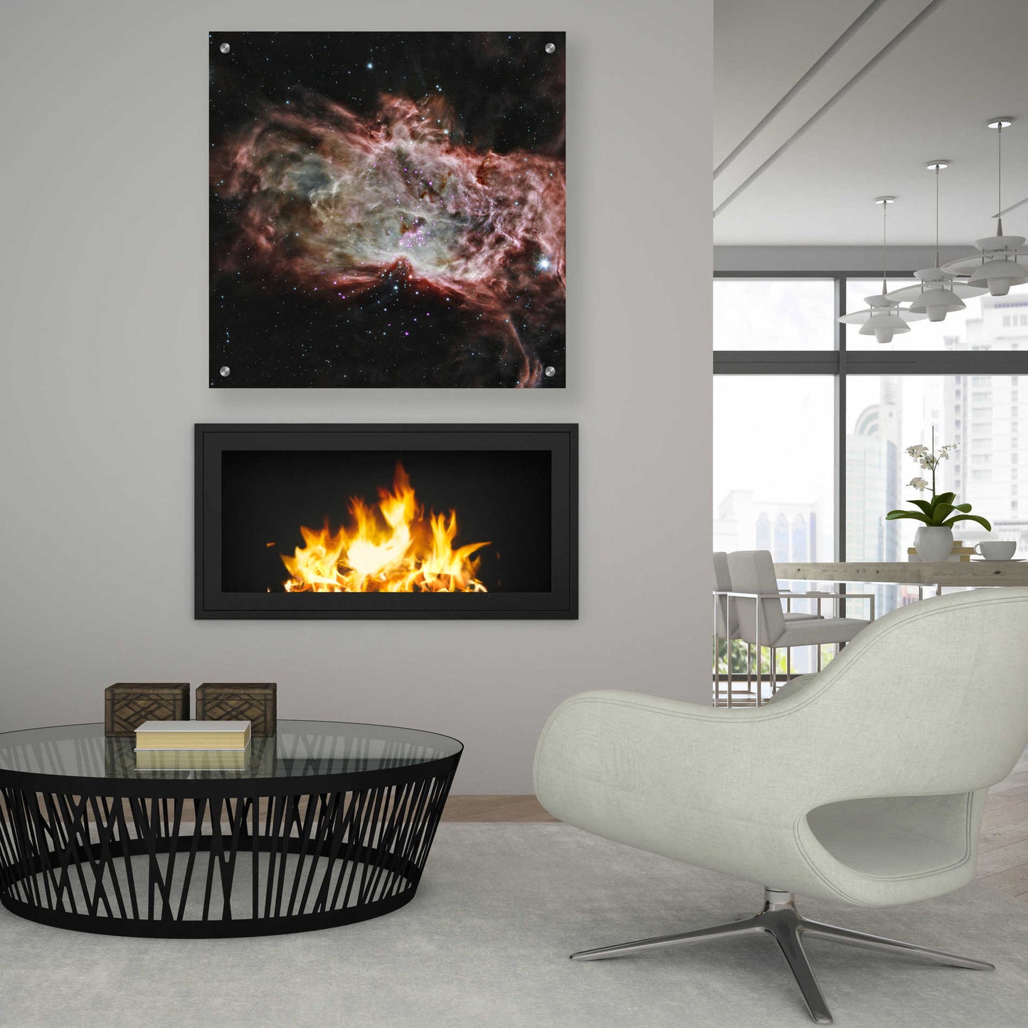 Epic Art 'Flame Nebula,' Acrylic Glass Wall Art,36x36