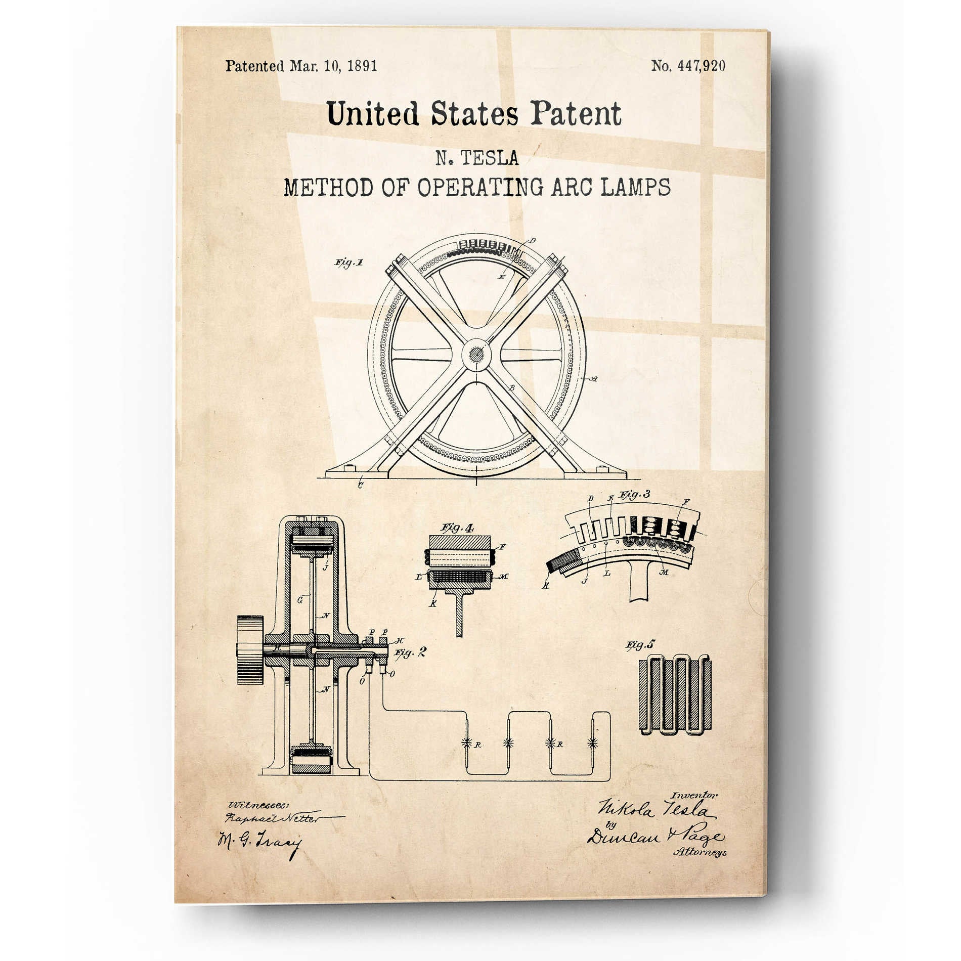 Epic Art 'Arc Lamps Blueprint Patent Parchment,' Acrylic Glass Wall Art