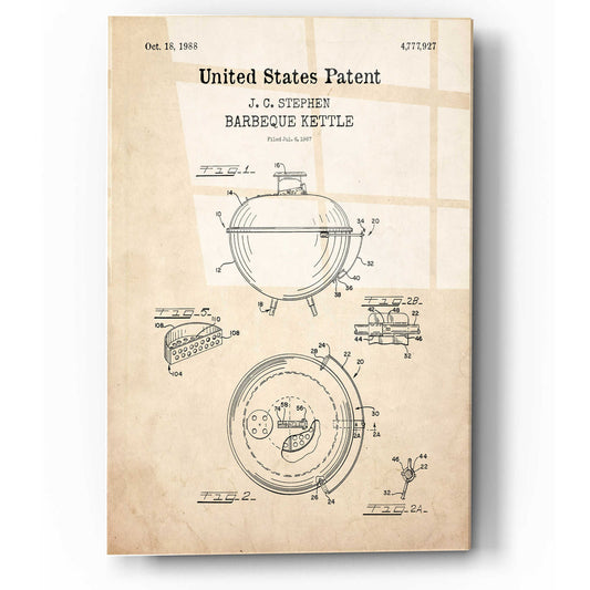 Epic Art 'Barbeque Kettle Blueprint Patent Parchment,' Acrylic Glass Wall Art