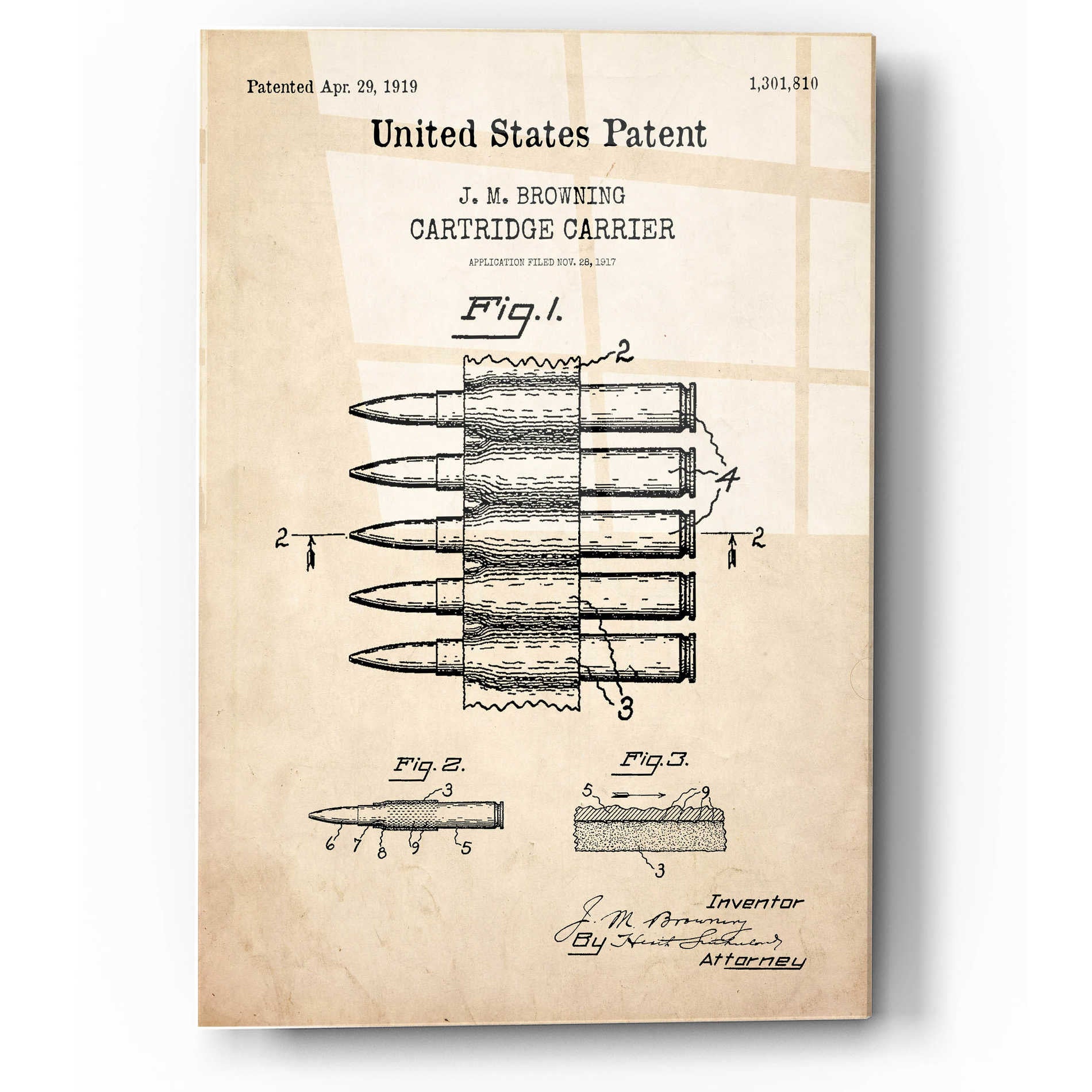 Epic Art 'Carrier Blueprint Patent Parchment,' Acrylic Glass Wall Art,12x16