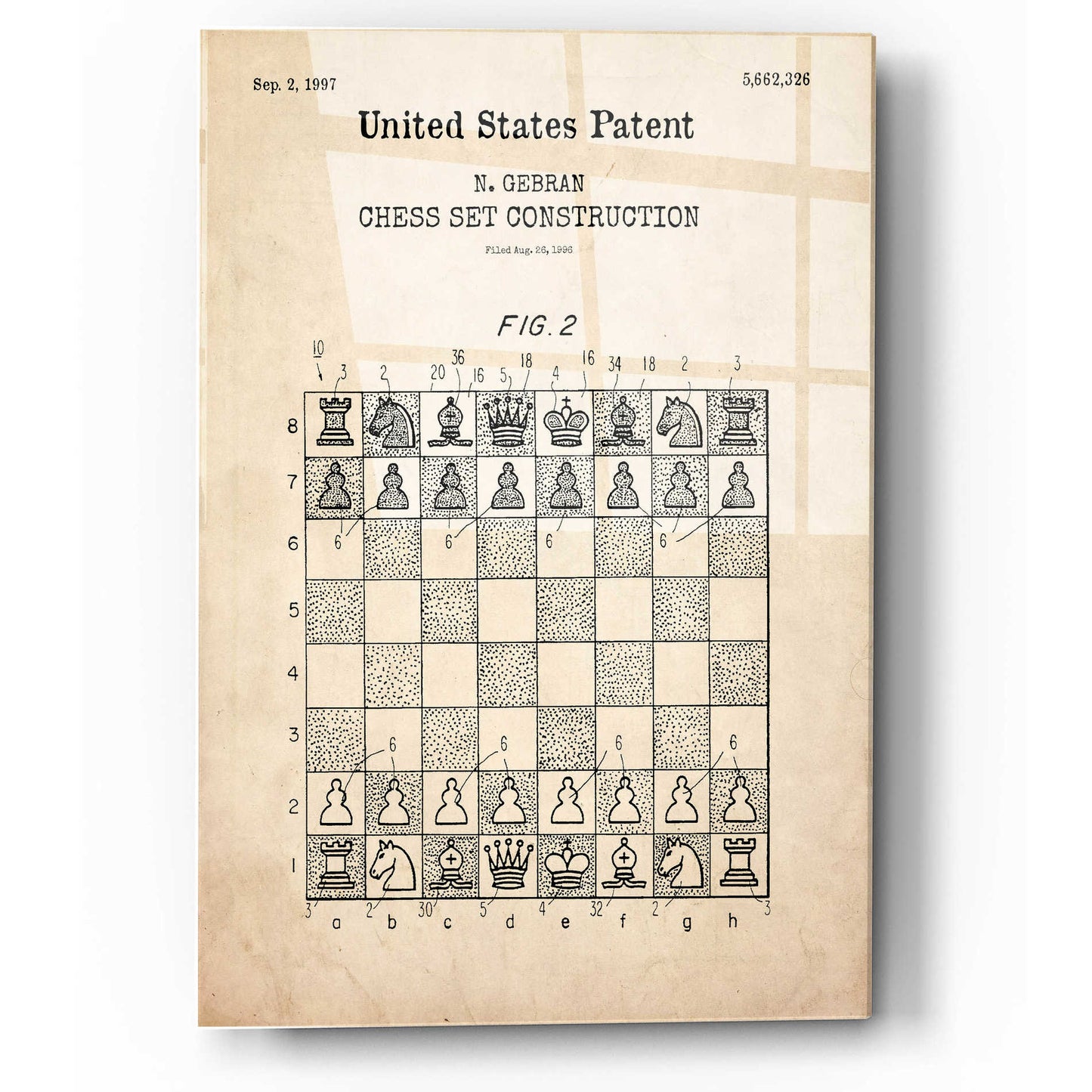 Epic Art 'Chess Blueprint Patent Parchment,' Acrylic Glass Wall Art,12x16