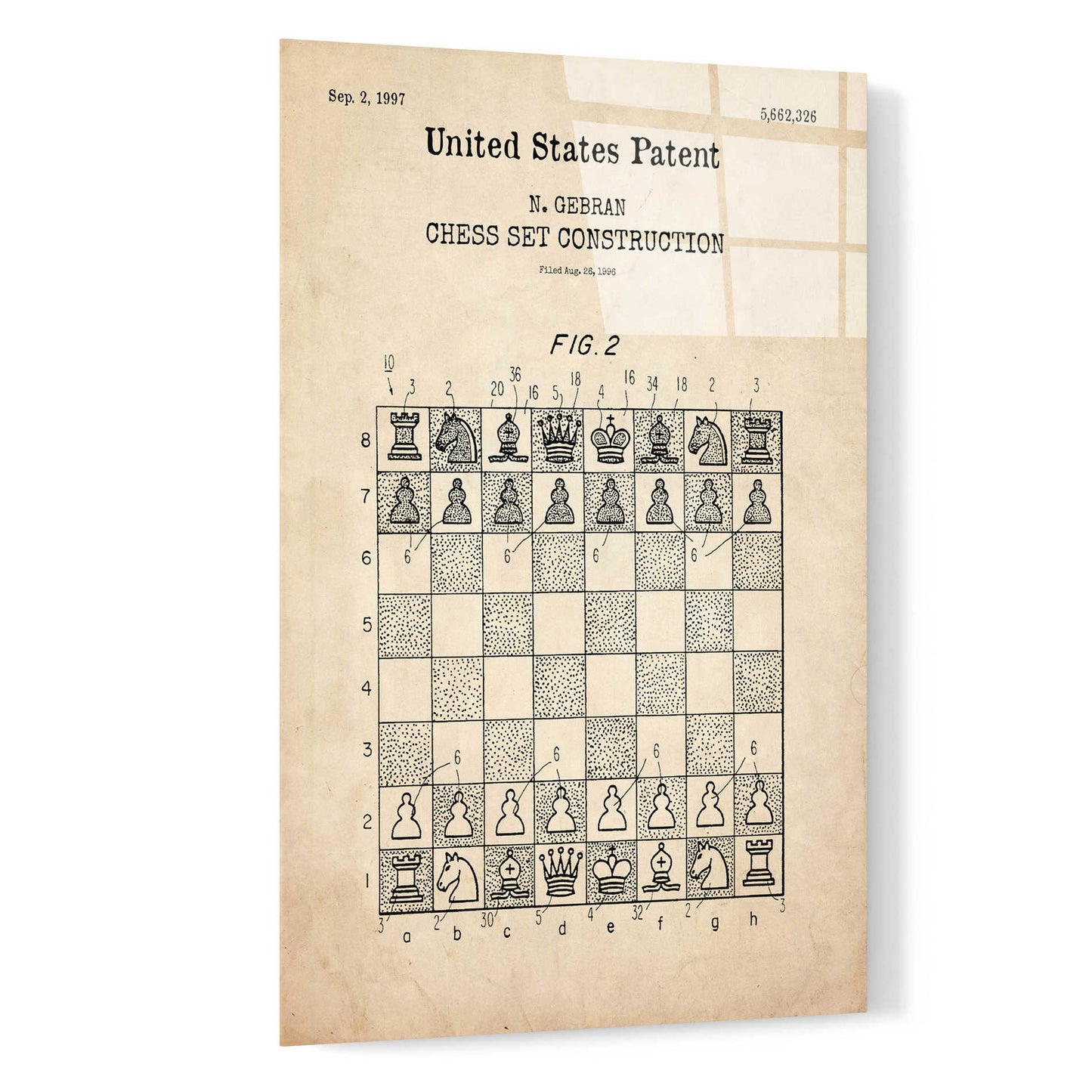Epic Art 'Chess Blueprint Patent Parchment,' Acrylic Glass Wall Art,16x24