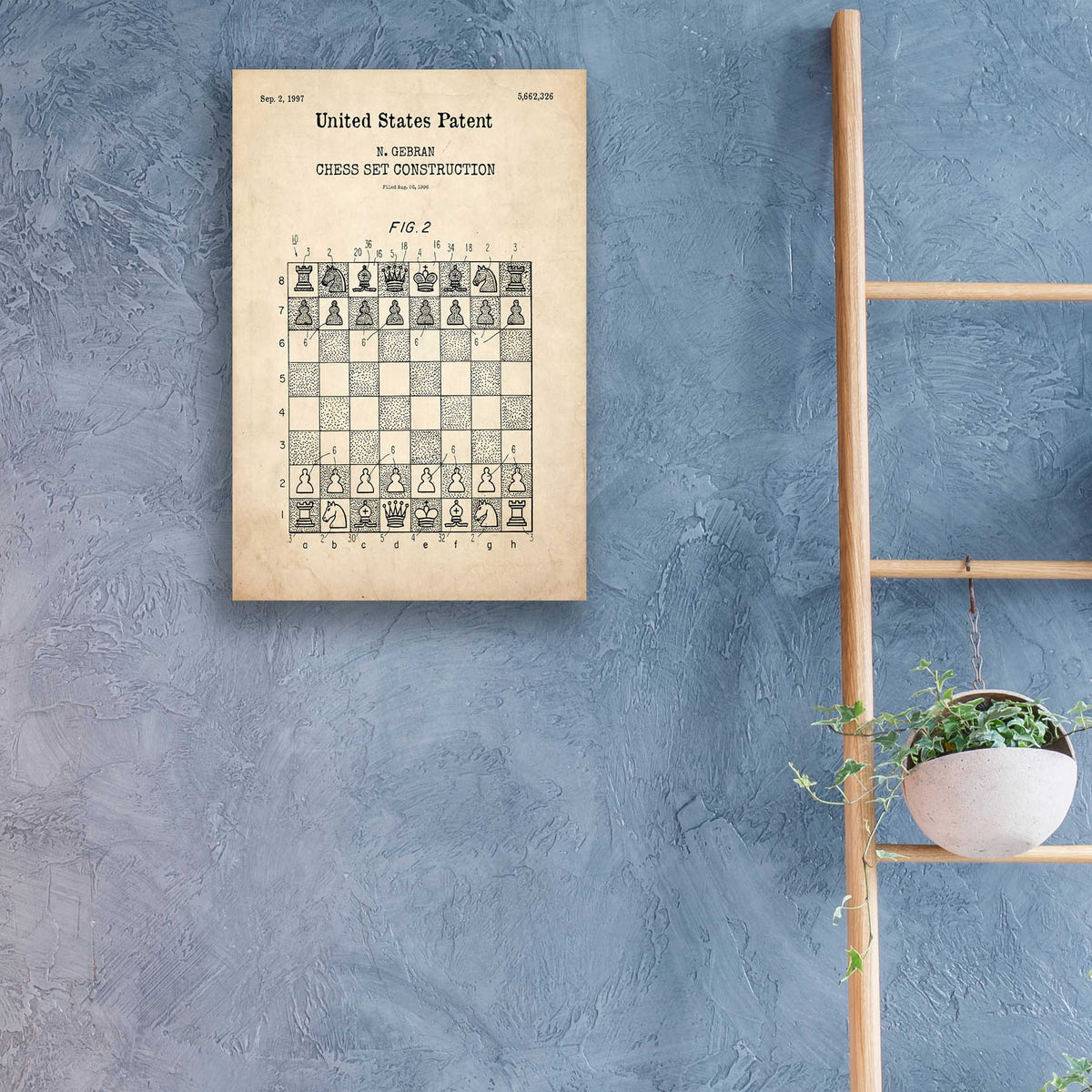 Epic Art 'Chess Blueprint Patent Parchment,' Acrylic Glass Wall Art,16x24