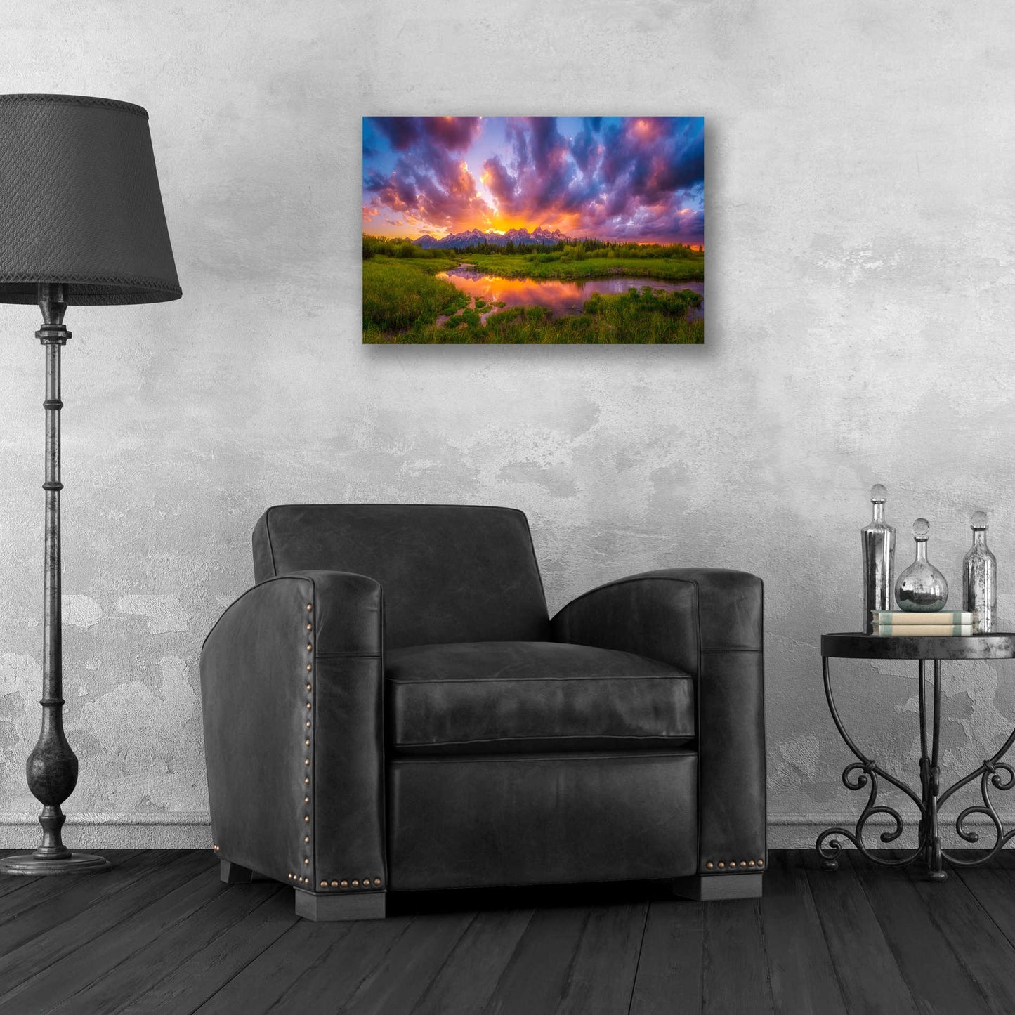 Epic Art 'Grand Sunset in the Tetons' by Darren White, Acrylic Glass Wall Art,24x16
