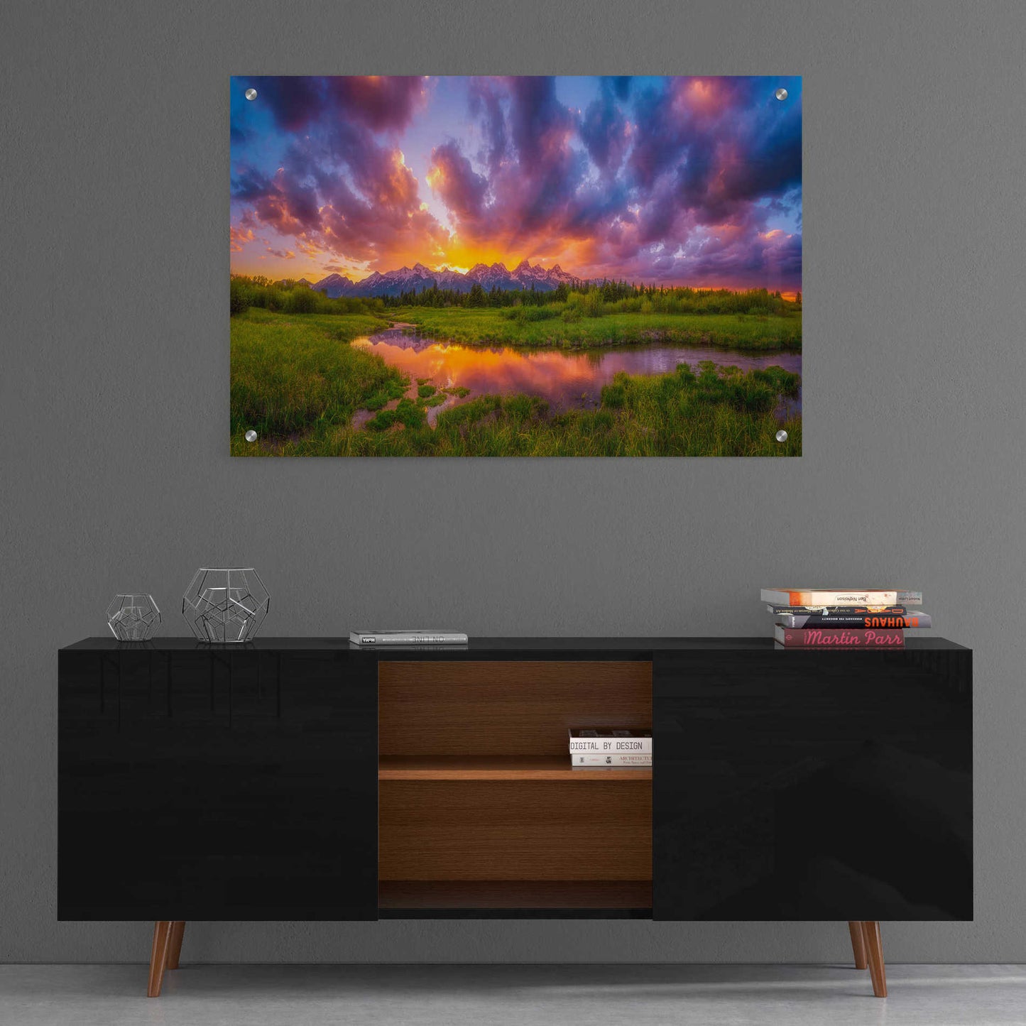 Epic Art 'Grand Sunset in the Tetons' by Darren White, Acrylic Glass Wall Art,36x24