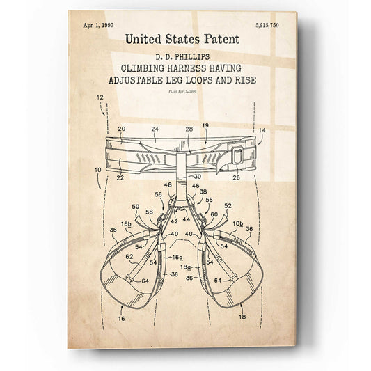 Epic Art 'Climbing Harness Blueprint Patent Parchment,' Acrylic Glass Wall Art