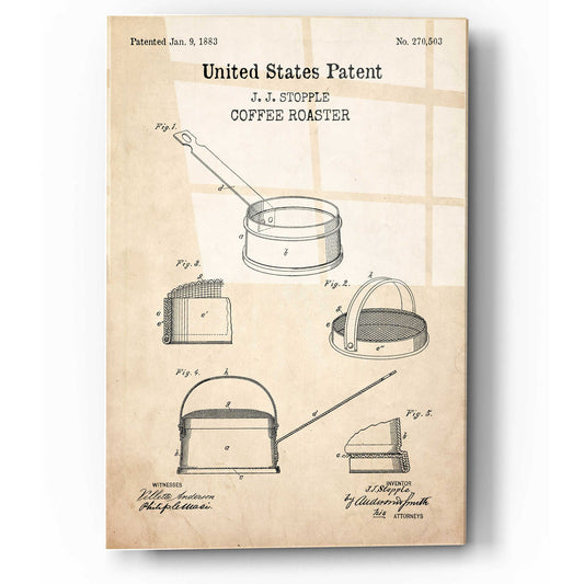 Epic Art 'Coffee Roaster Blueprint Patent Parchment,' Acrylic Glass Wall Art