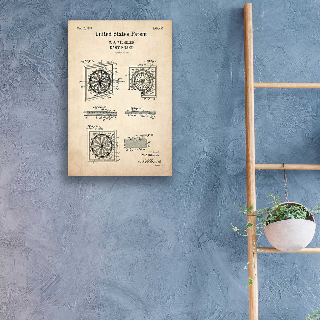 Epic Art 'Dart Board Blueprint Patent Parchment,' Acrylic Glass Wall Art,16x24