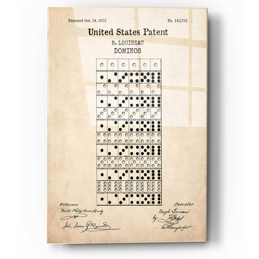 Epic Art 'Domino Blueprint Patent Parchment,' Acrylic Glass Wall Art
