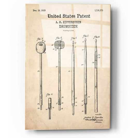 Epic Art 'Drumsticks, 1929 Blueprint Patent Parchment,' Acrylic Glass Wall Art