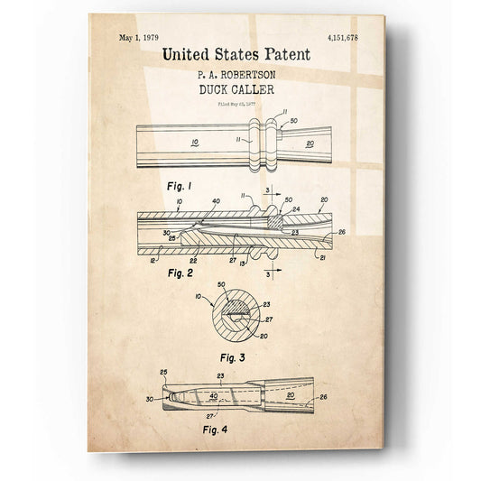 Epic Art 'Duck Caller Blueprint Patent Parchment,' Acrylic Glass Wall Art