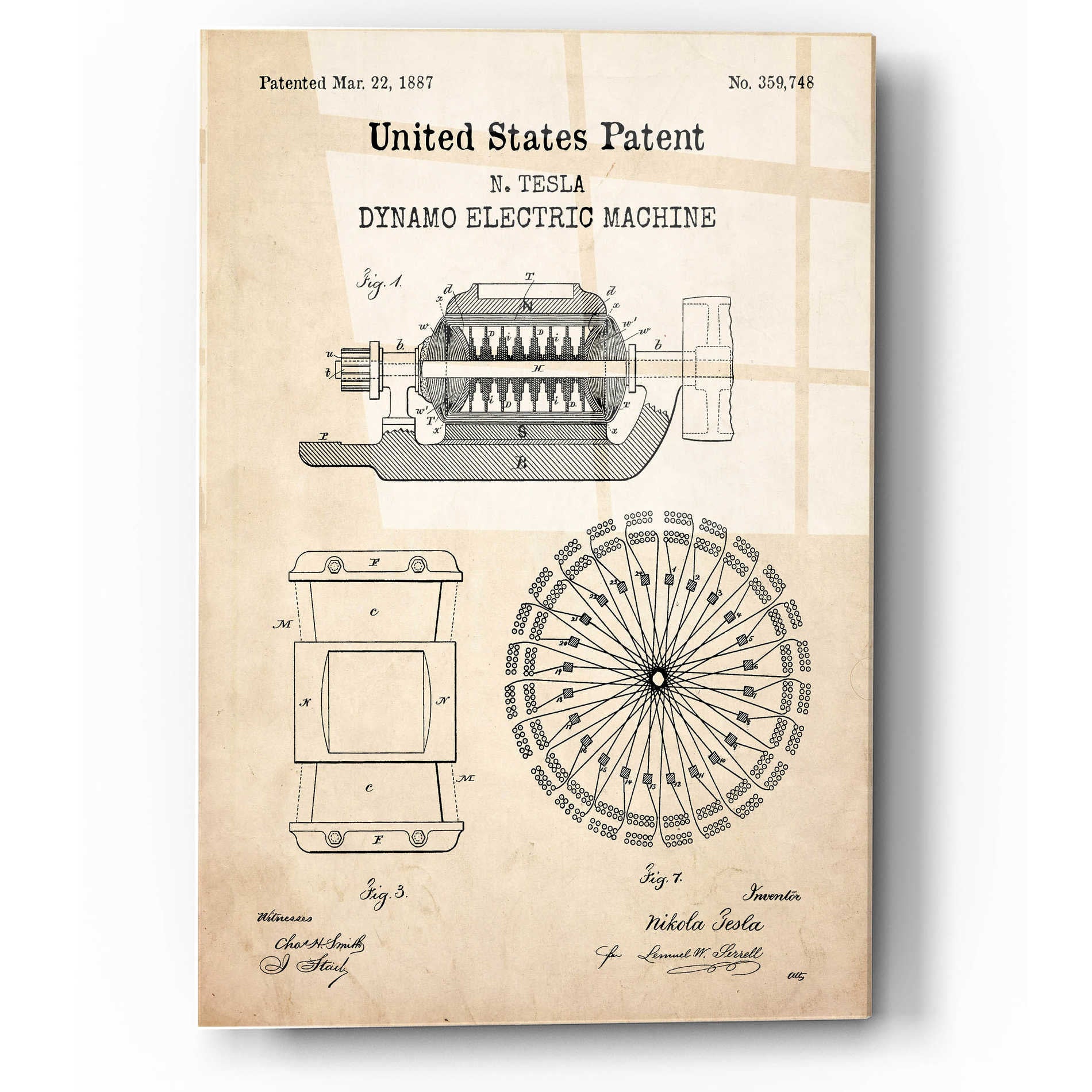 Epic Art 'Dynamo Blueprint Patent Parchment,' Acrylic Glass Wall Art,12x16