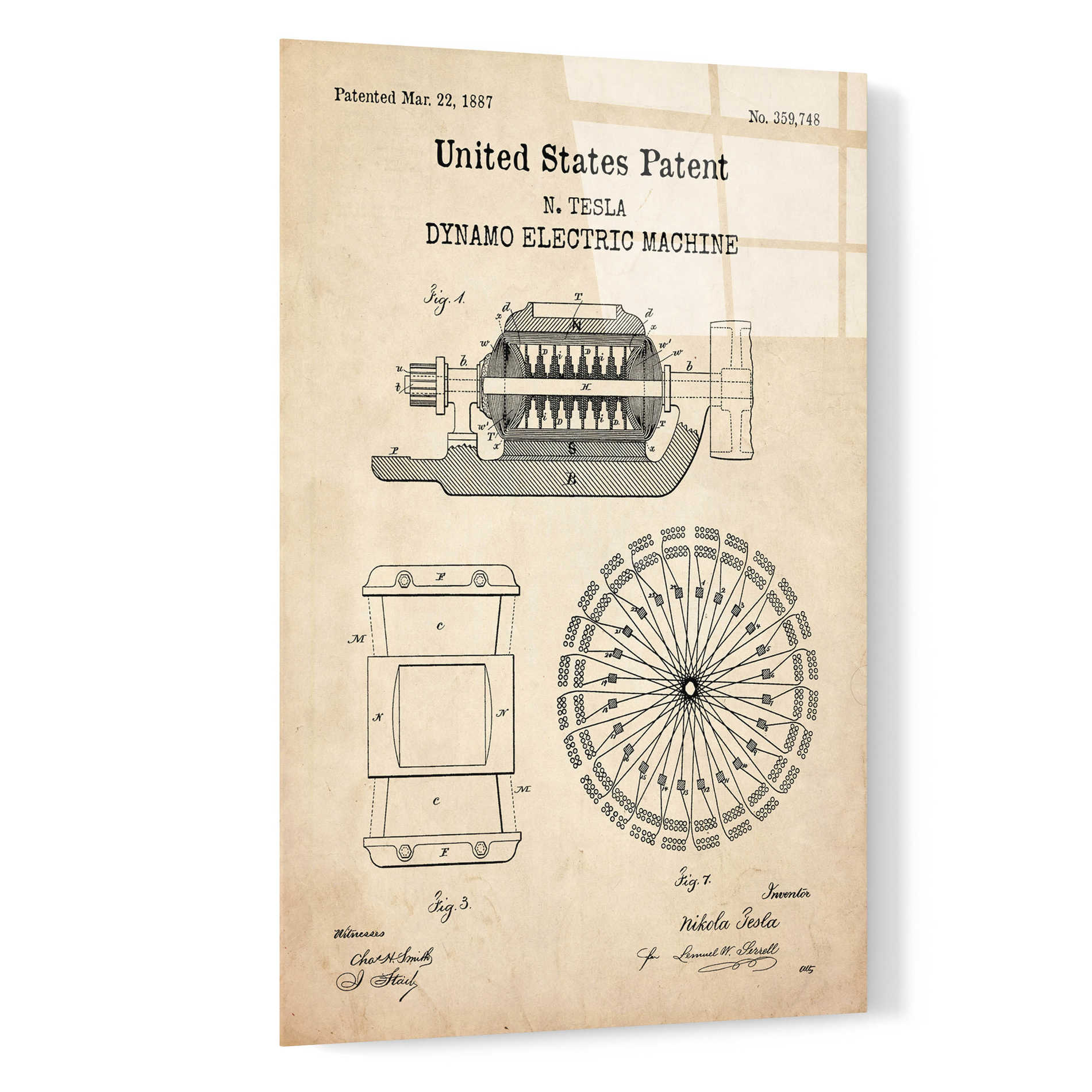 Epic Art 'Dynamo Blueprint Patent Parchment,' Acrylic Glass Wall Art,16x24