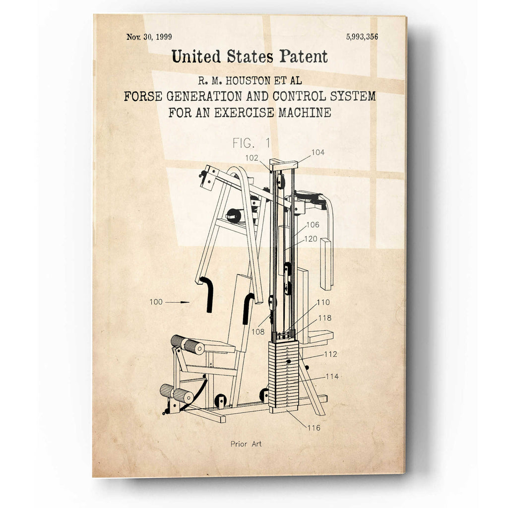 Epic Art 'Exercise Blueprint Patent Parchment,' Acrylic Glass Wall Art