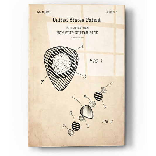 Epic Art 'Guitar Pick Blueprint Patent Parchment,' Acrylic Glass Wall Art