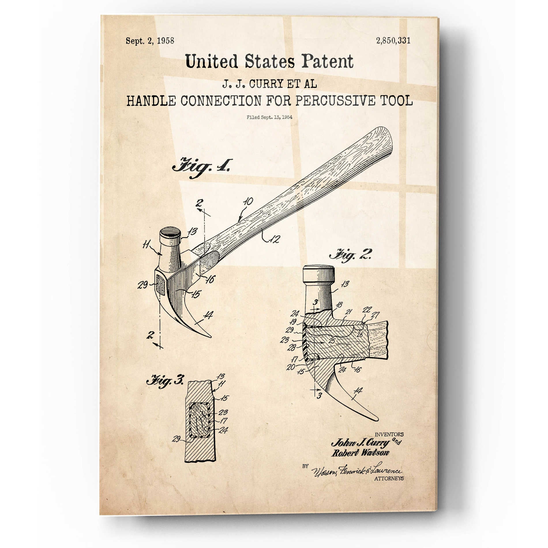 Epic Art 'Hammer Blueprint Patent Parchment,' Acrylic Glass Wall Art,12x16