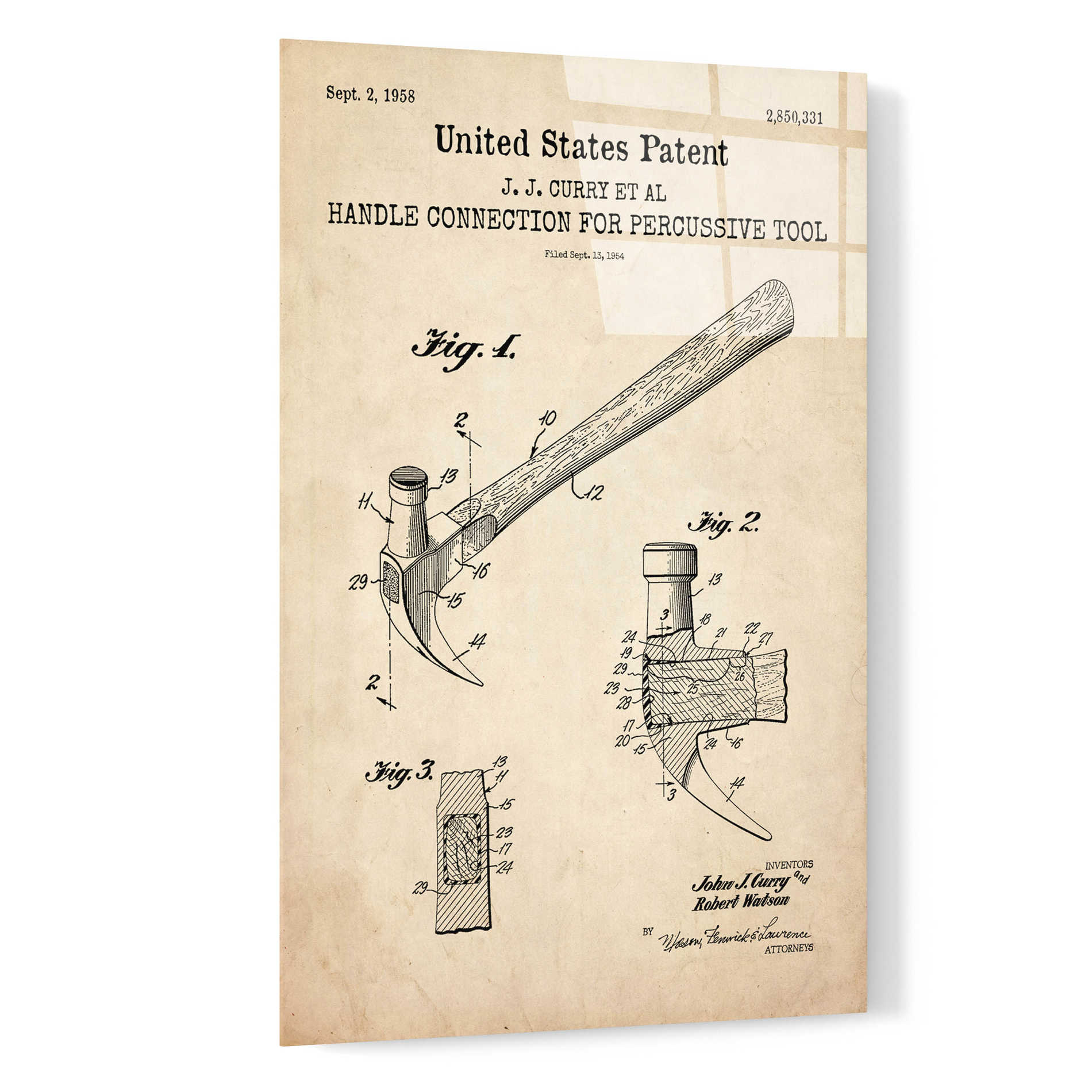 Epic Art 'Hammer Blueprint Patent Parchment,' Acrylic Glass Wall Art,16x24