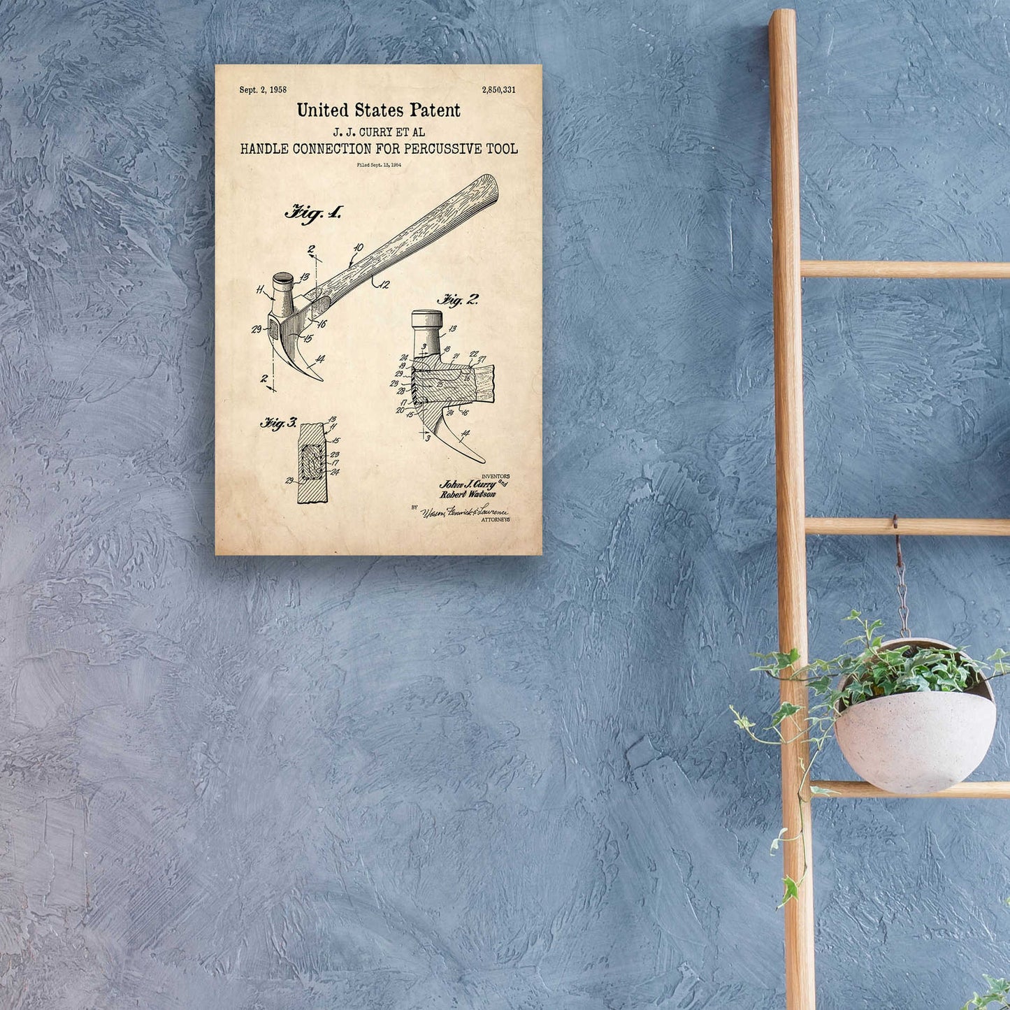 Epic Art 'Hammer Blueprint Patent Parchment,' Acrylic Glass Wall Art,16x24