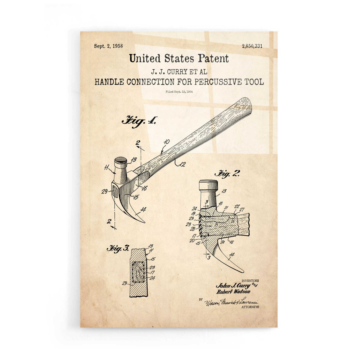 Epic Art 'Hammer Blueprint Patent Parchment,' Acrylic Glass Wall Art,16x24