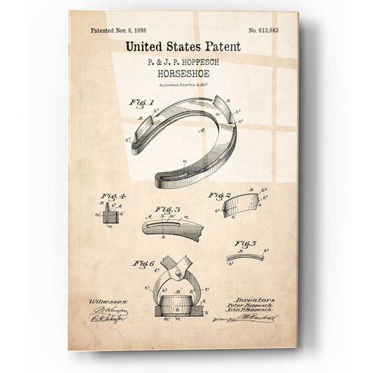 Epic Art 'Horseshoe Blueprint Patent Parchment,' Acrylic Glass Wall Art