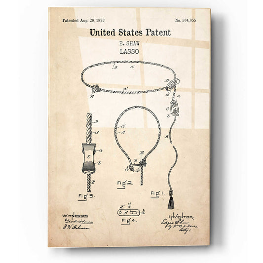 Epic Art 'Lasso Blueprint Patent Parchment,' Acrylic Glass Wall Art