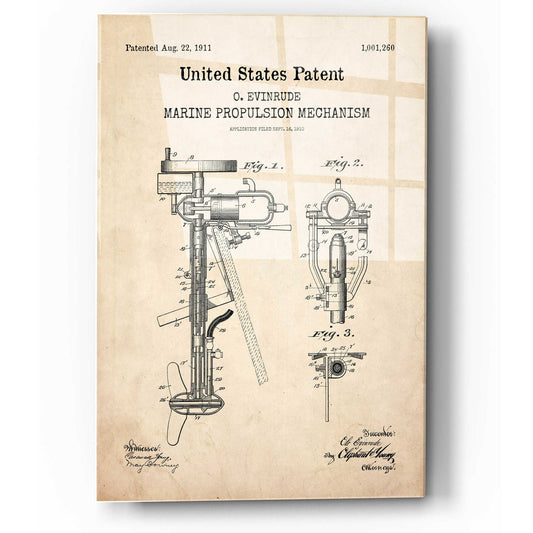 Epic Art 'Marine Propulsion Blueprint Patent Parchment,' Acrylic Glass Wall Art