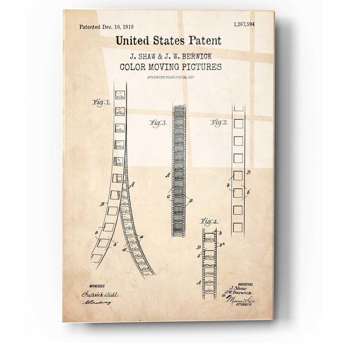 Epic Art 'Movie Film Blueprint Patent Parchment,' Acrylic Glass Wall Art,12x16