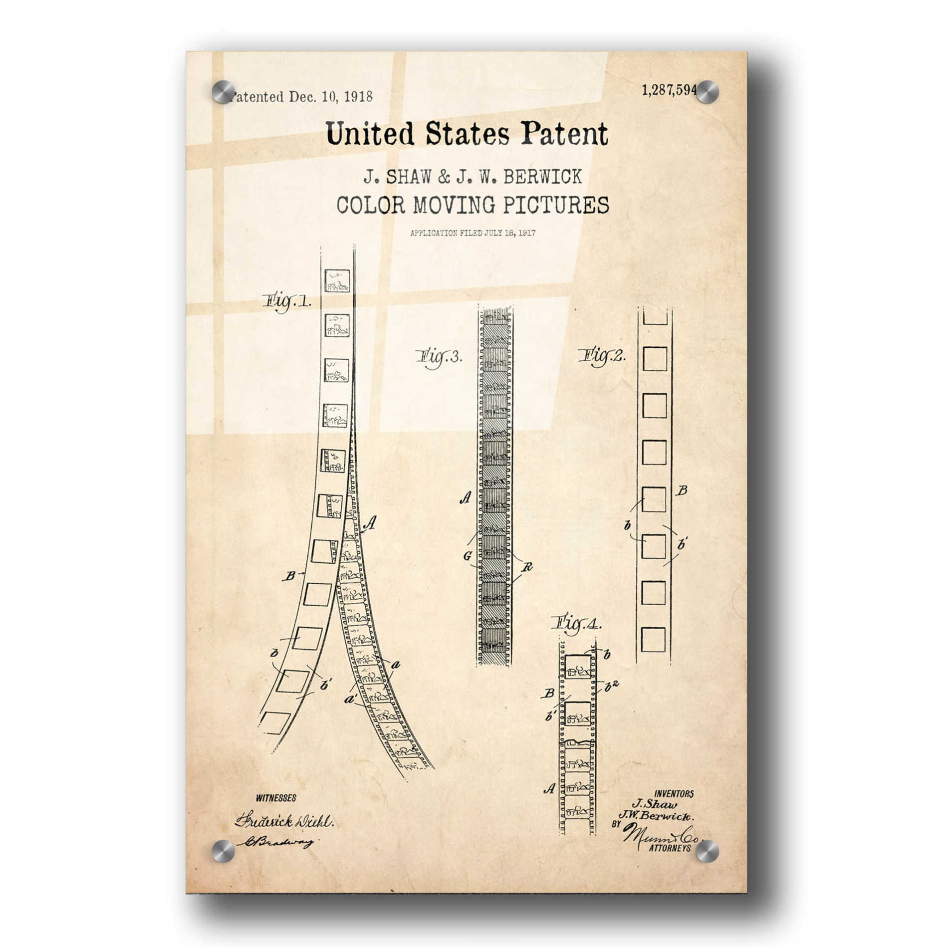 Epic Art 'Movie Film Blueprint Patent Parchment,' Acrylic Glass Wall Art,24x36