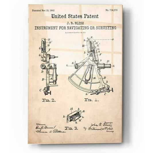 Epic Art 'Navigation Blueprint Patent Parchment,' Acrylic Glass Wall Art