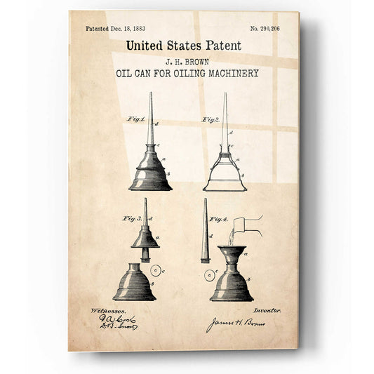 Epic Art 'Oil Can Blueprint Patent Parchment,' Acrylic Glass Wall Art