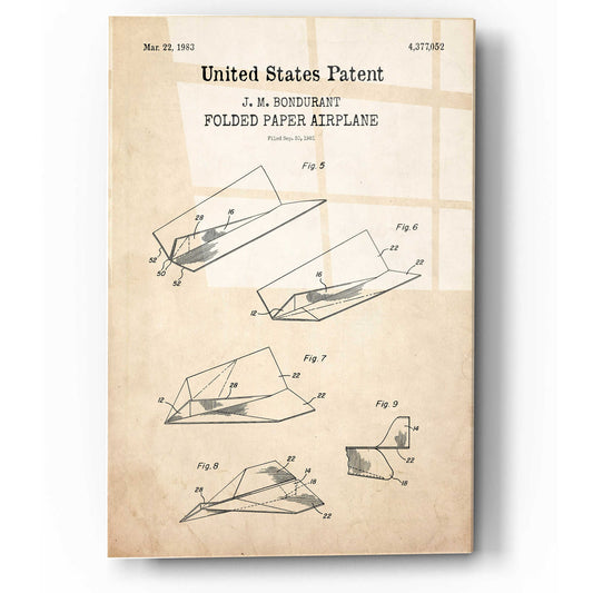 Epic Art 'Paper Plane Blueprint Patent Parchment,' Acrylic Glass Wall Art