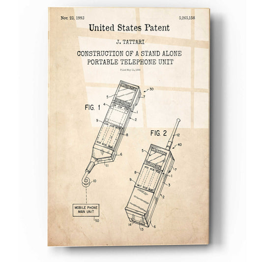 Epic Art 'Portable Phone Unit Blueprint Patent Parchment,' Acrylic Glass Wall Art