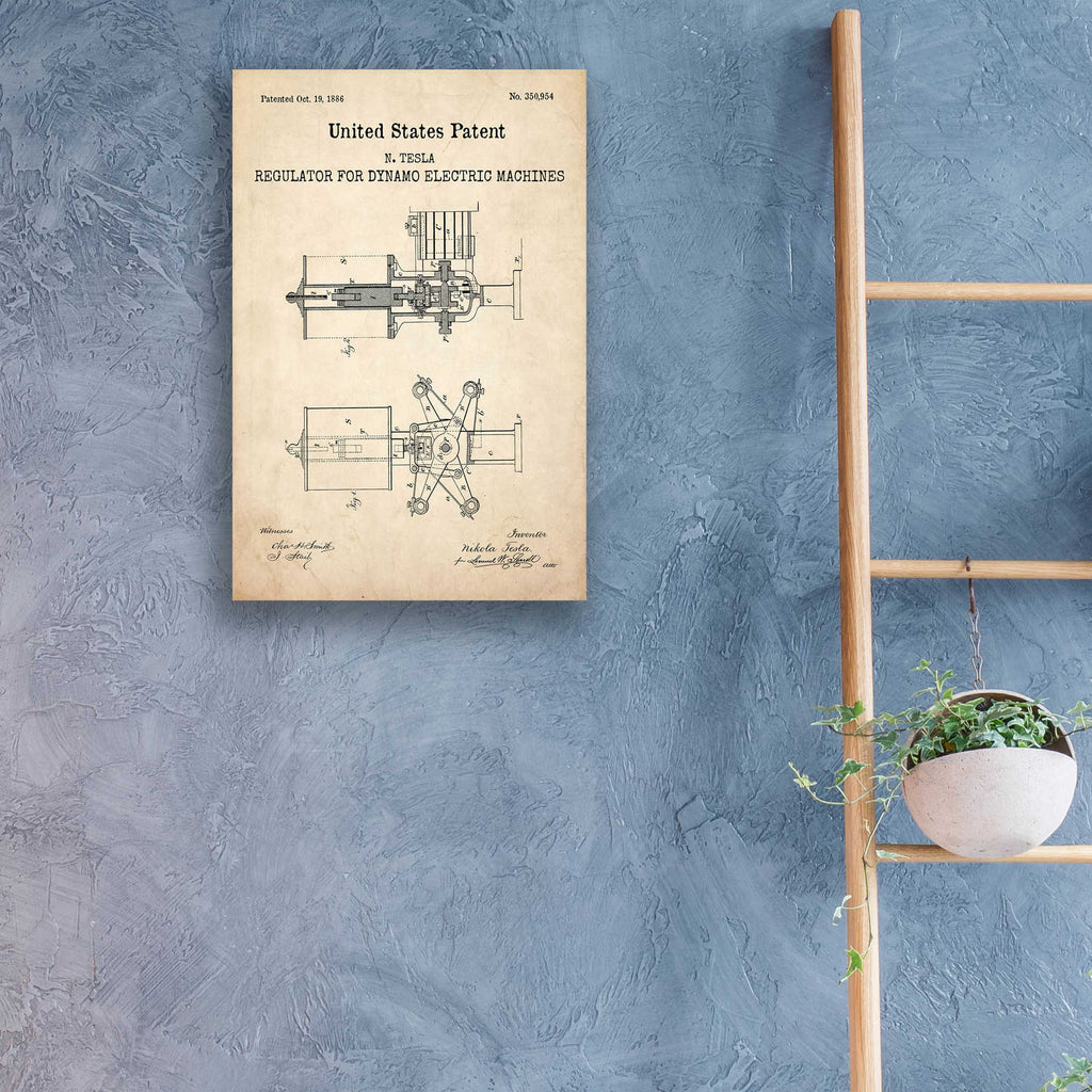 Epic Art 'Tesla's Regulator for Electric Machines Blueprint Patent Parchment,' Acrylic Glass Wall Art,16x24