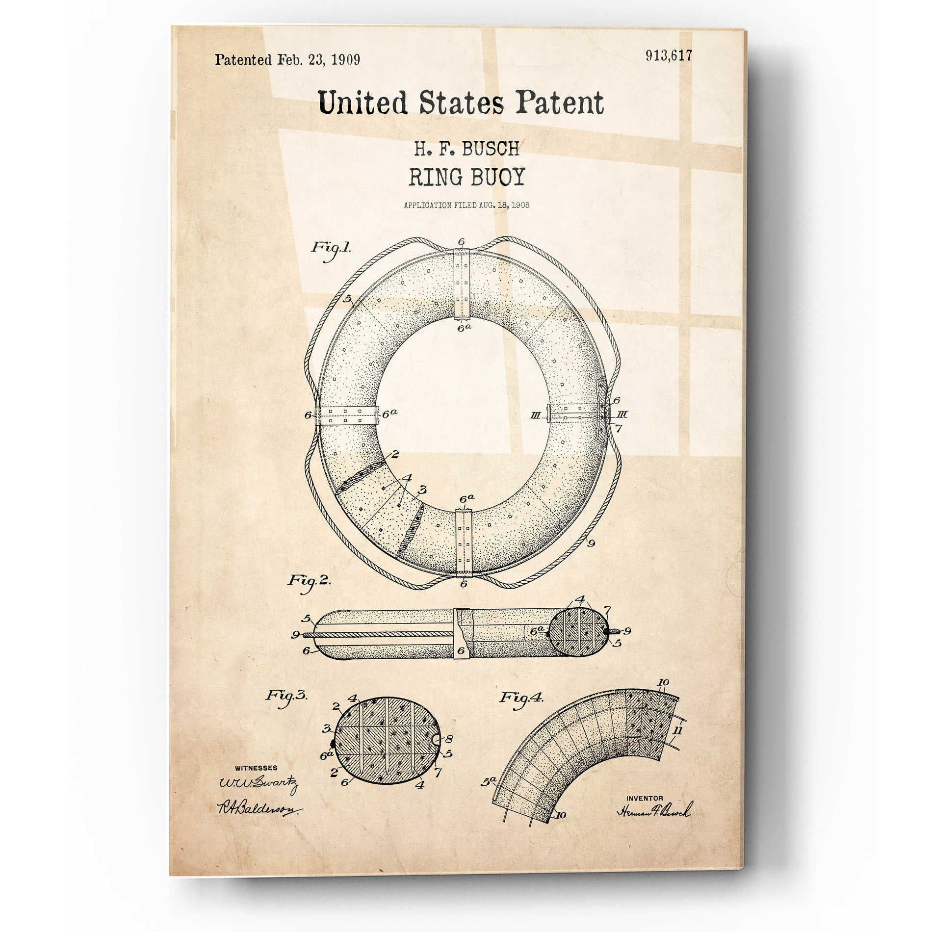 Epic Art 'Ring Blueprint Patent Parchment,' Acrylic Glass Wall Art,12x16